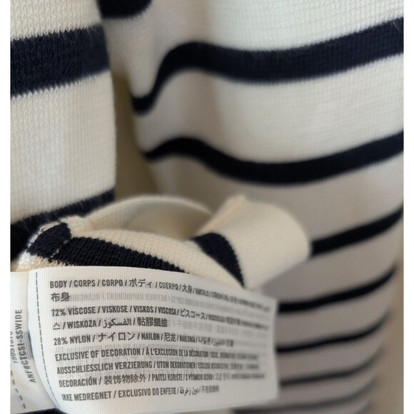 Abercrombie & Fitch Women's Slim Crew Sweater Top Navy White Striped Medium - Picture 8 of 10